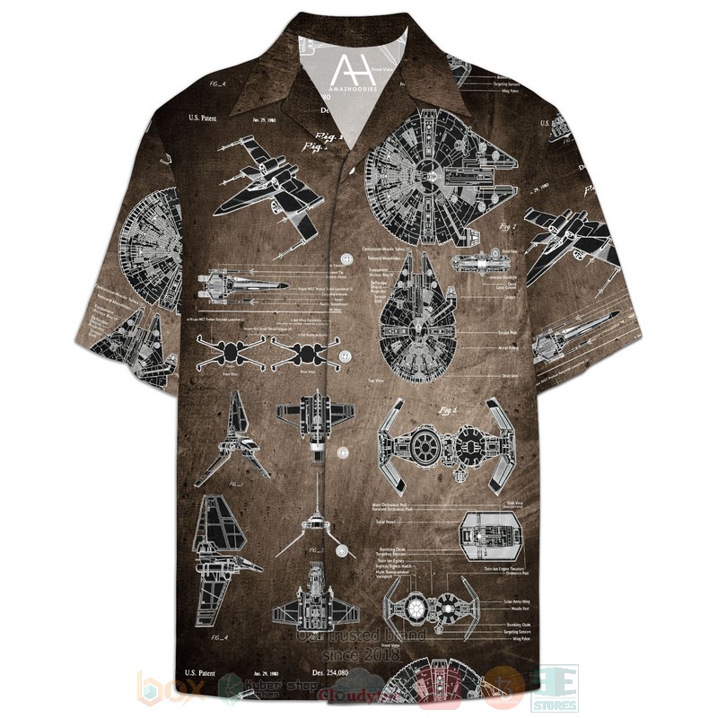 BEST Star Wars Movies Patent Grey 3D Aloha Shirt 2 Star Wars Patent Grey Hawaiian Shirt 1