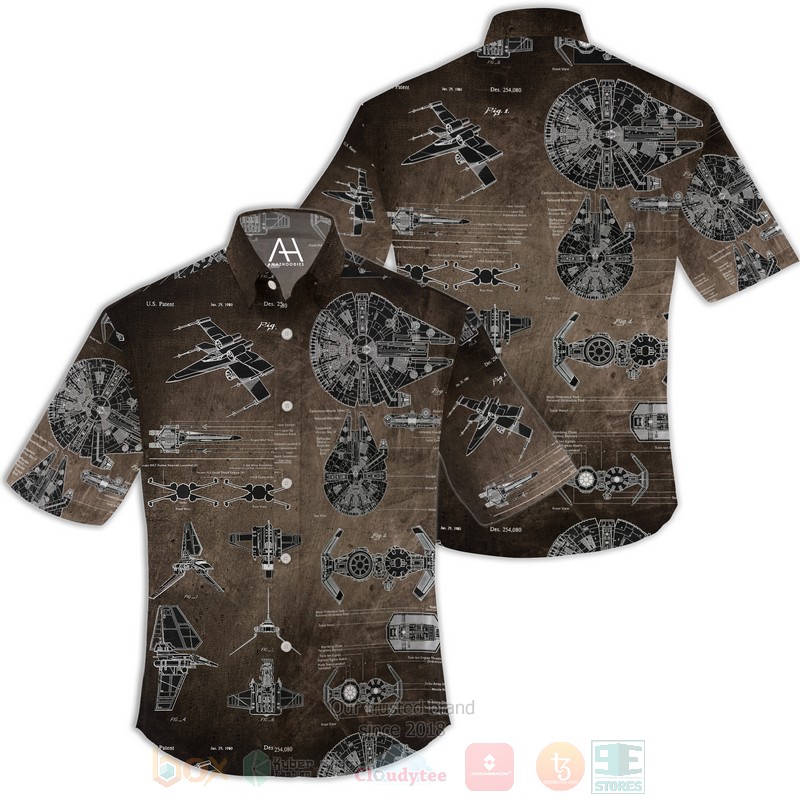 BEST Star Wars Movies Patent Grey 3D Aloha Shirt 3 Star Wars Patent Grey Hawaiian Shirt 1 2