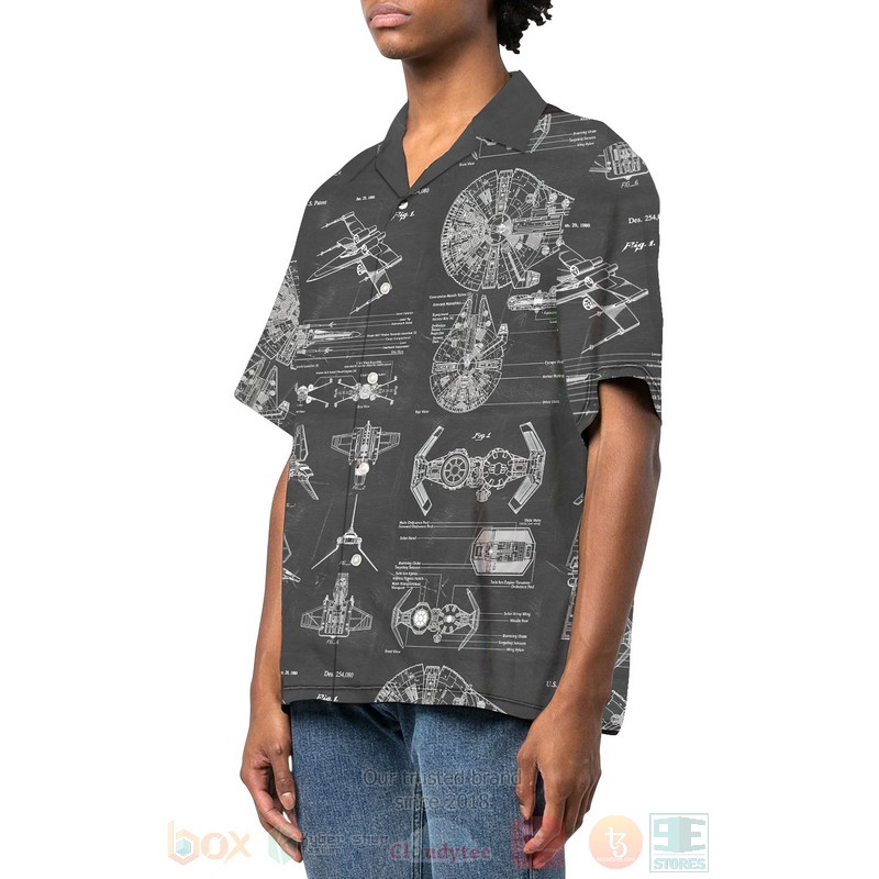 BEST Star Wars Movies Patent Pattern 3D Aloha Shirt 2 Star Wars Patent Pattern Hawaiian Shirt 1