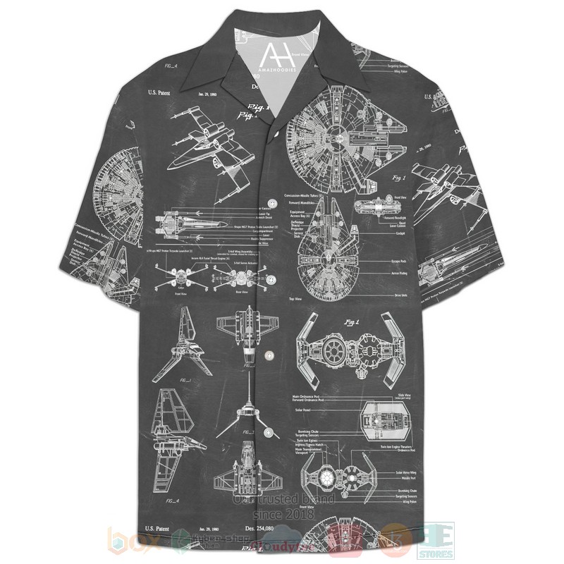 BEST Star Wars Movies Patent Pattern 3D Aloha Shirt 3 Star Wars Patent Pattern Hawaiian Shirt 1 2