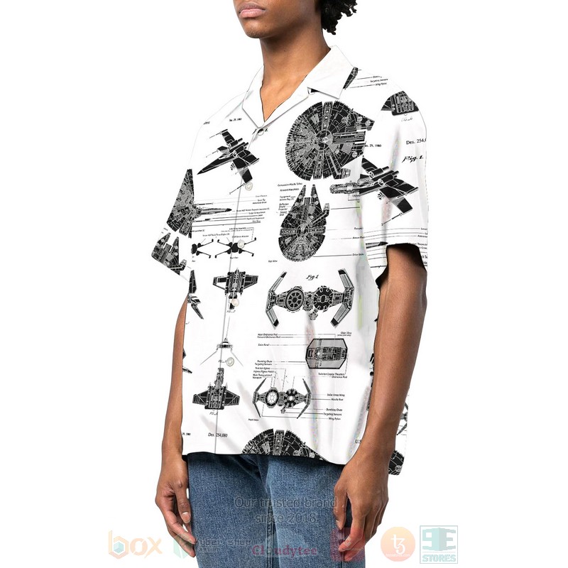BEST Star Wars Movies Patent White 3D Aloha Shirt 6 Star Wars Patent White Hawaiian Shirt