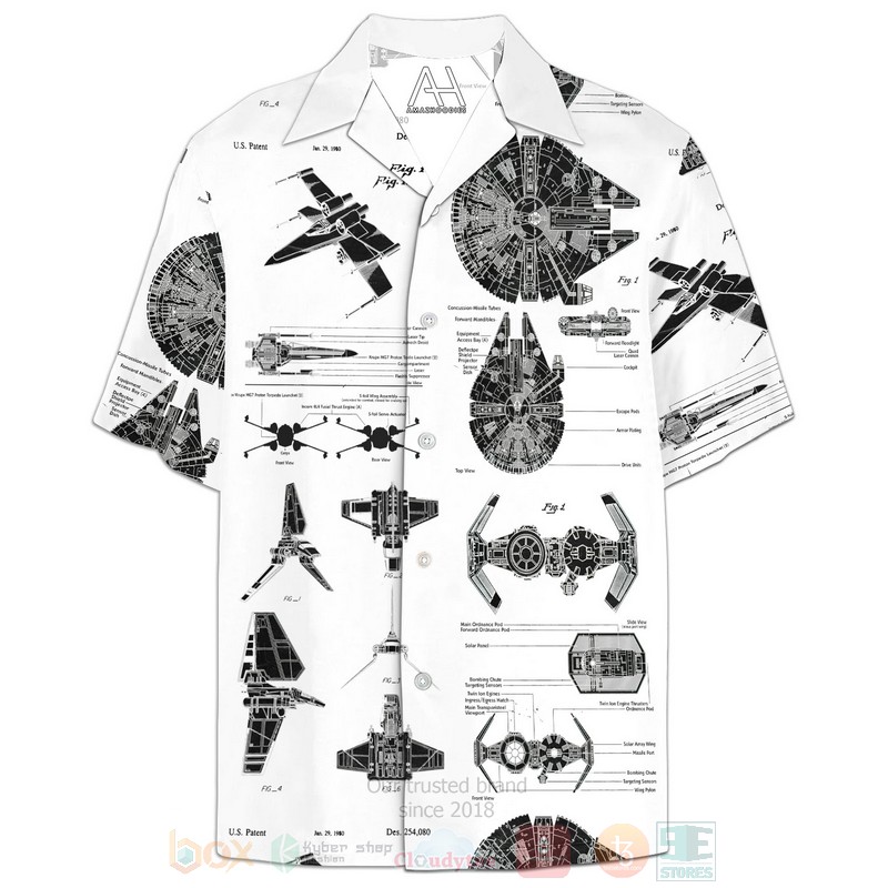 BEST Star Wars Movies Patent White 3D Aloha Shirt 2 Star Wars Patent White Hawaiian Shirt 1