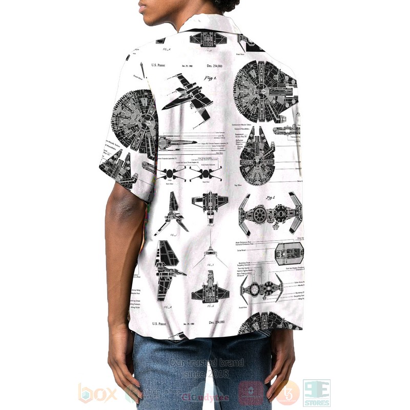 BEST Star Wars Movies Patent White 3D Aloha Shirt 3 Star Wars Patent White Hawaiian Shirt 1 2