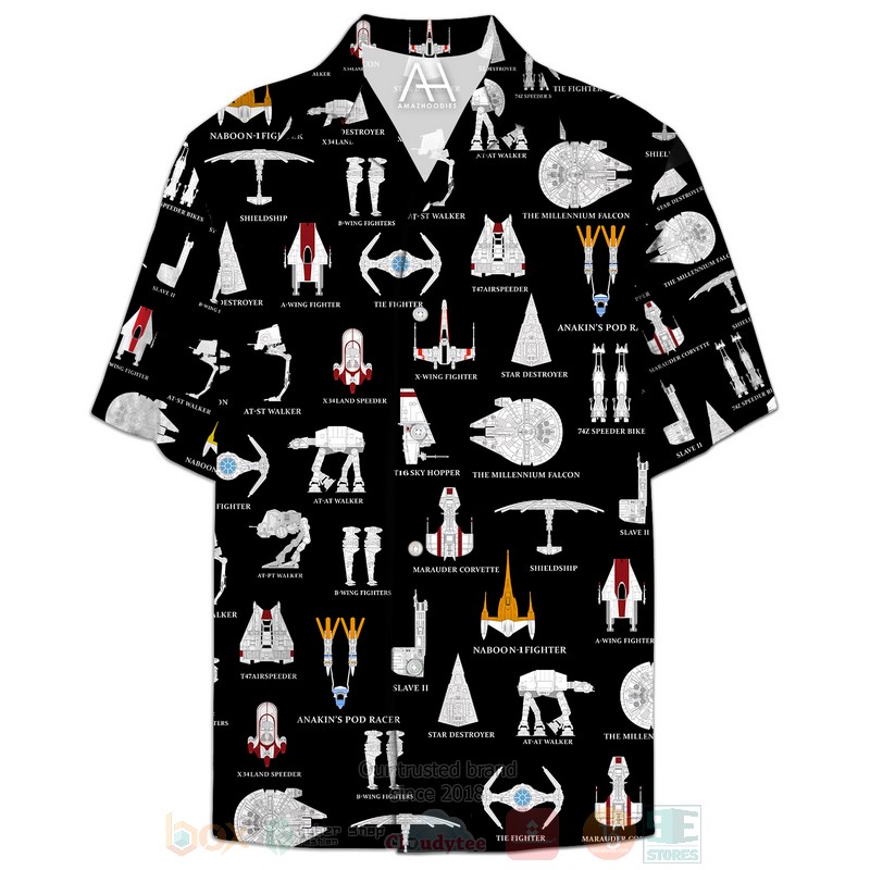 Star Wars Ships Black White Hawaiian Shirt