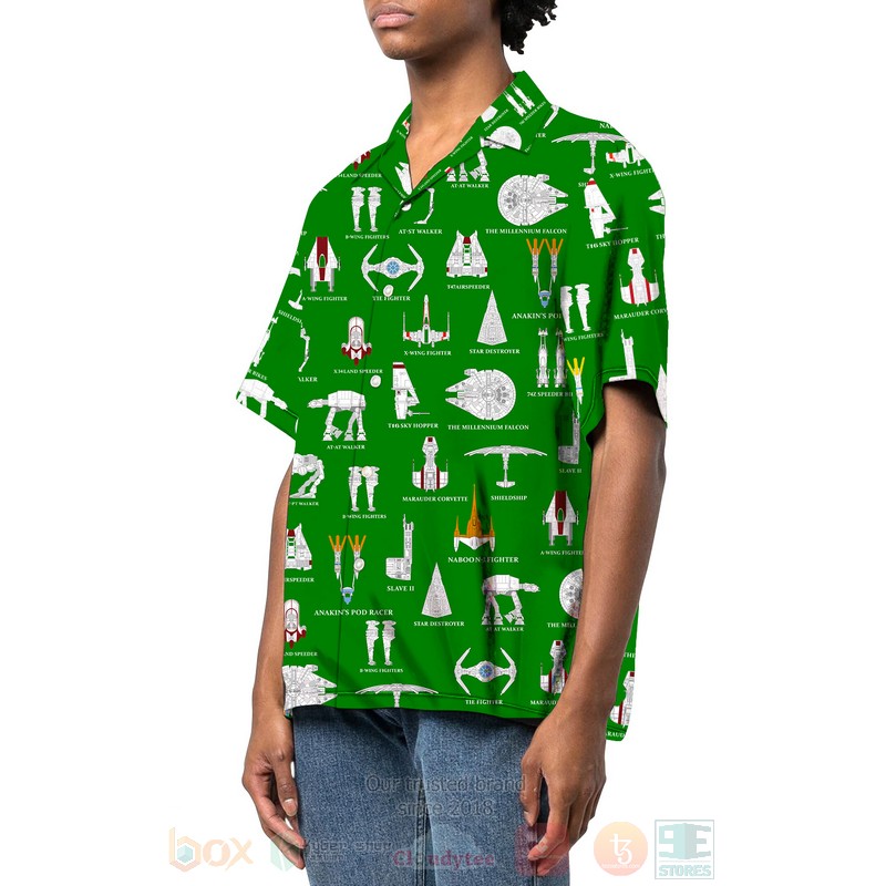 BEST Star Wars Movies Ships Green 3D Aloha Shirt 2 Star Wars Ships Green Hawaiian Shirt 1