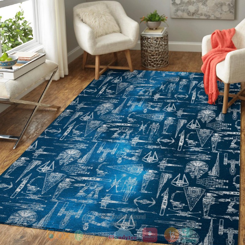 Star Wars Vehicles Patent Collection blue rug