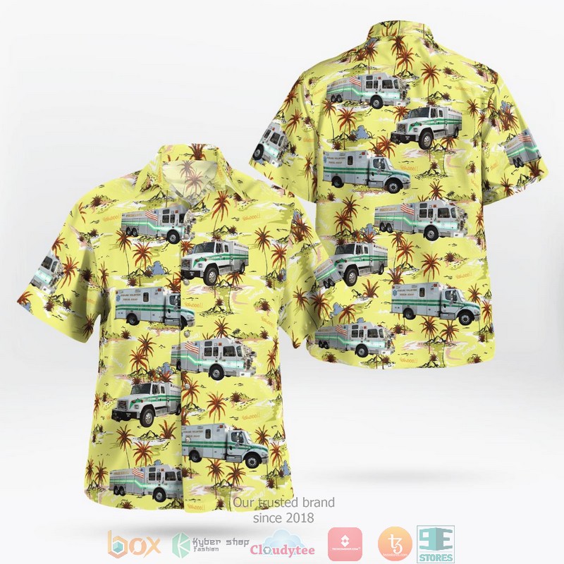 Sterling Loudoun County Virginia Sterling Volunteer Rescue Squad Yellow Hawaiian shirt word3