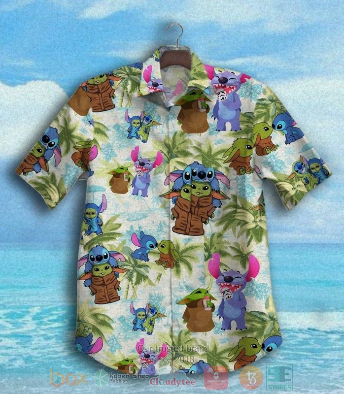 BEST Stitch And Baby Yoda Cartoon Lilo And Stitch Short Sleeve Hawaii Shirt 2 Stitch And Baby Yoda Cartoon Lilo And Stitch Hawaiian Shirt