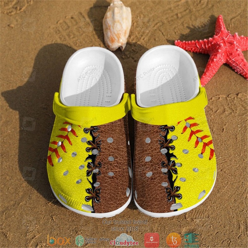 Stitch leather yellow brown Crocband Clogs