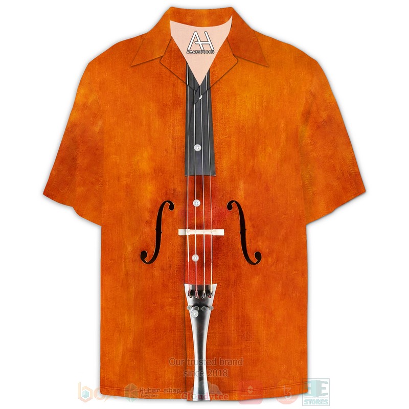 BEST String Instrument Electric Guitar Orange 3D Aloha Shirt 6 String Instrument Electric Guitar Orange Hawaiian Shirt