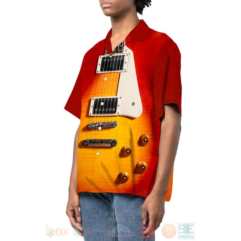 BEST String Instrument Electric Guitar Red 3D Aloha Shirt 2 String Instrument Electric Guitar Red Hawaiian Shirt 1