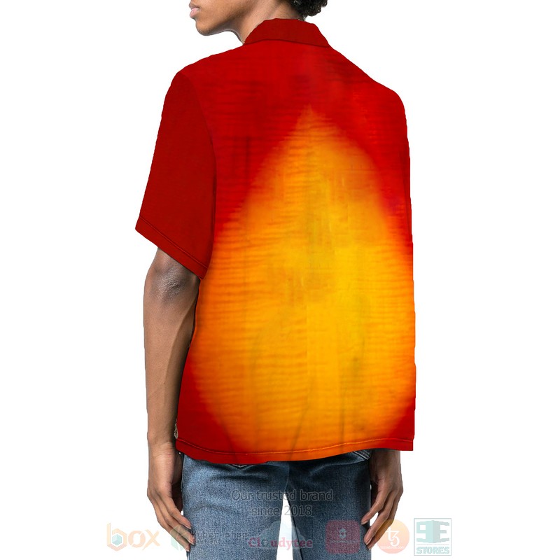 BEST String Instrument Electric Guitar Red 3D Aloha Shirt 3 String Instrument Electric Guitar Red Hawaiian Shirt 1 2