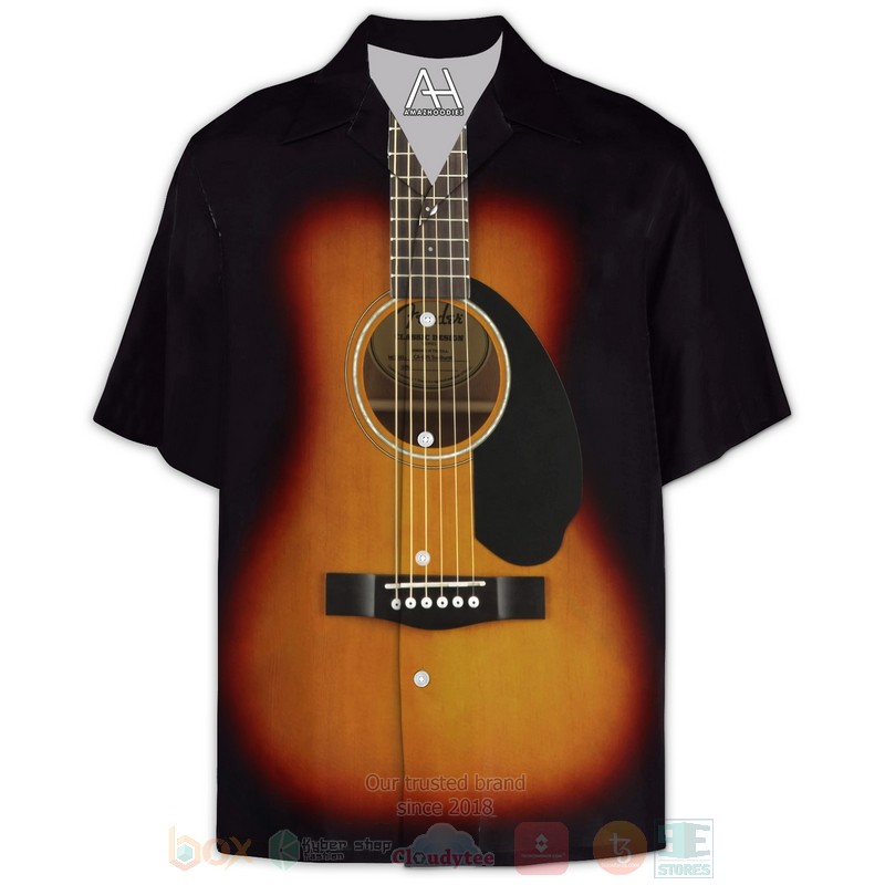 BEST String Instrument Guitar Acoustic Brown 3D Aloha Shirt 7 String Instrument Guitar Acoustic Brown Hawaiian Shirt