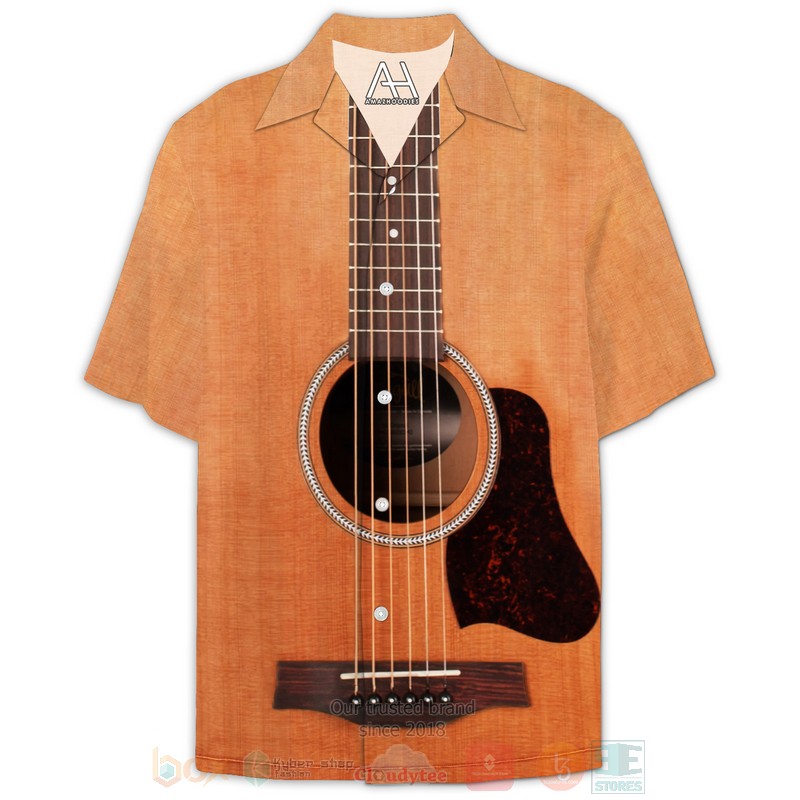 String Instrument Guitar Acoustic Browns Hawaiian Shirt