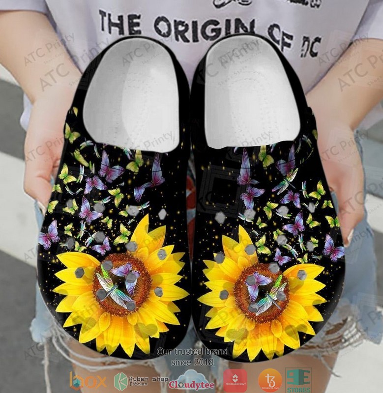 Sunflowers Buterfly Crocband Clogs