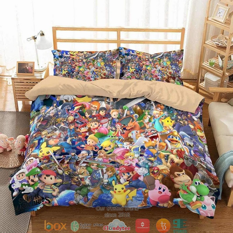 Super Smash Bros Ultimate Pokemon Duvet Cover Bedroom Set