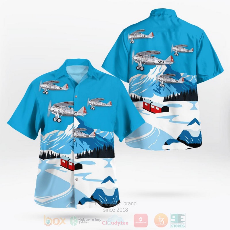 BEST Swiss Air Force Dewoitine D.27 3D Aloha Shirt