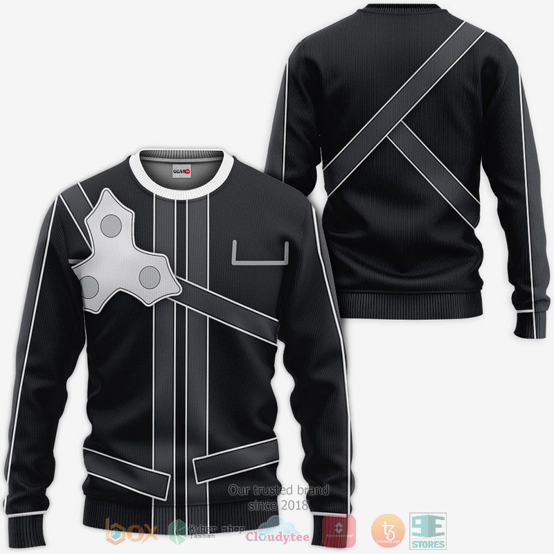 NEW Sword Art Online Kirito Uniform Anime Full Printed 3D Sweater, Hoodie 2 Sword Art Online Kirito Uniform Anime 3D Hoodie Bomber Jacket 1