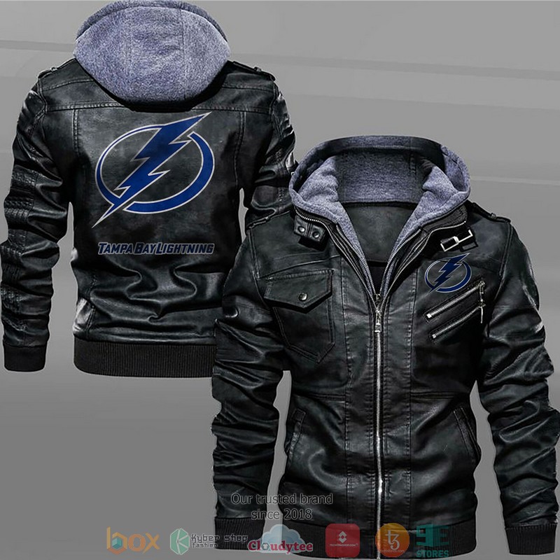 Tampa Bay Lightning Black Brown Leather Jacket