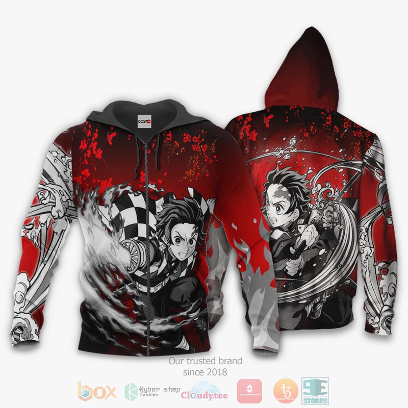 NEW Tanjiro Kimetsu Anime Japan Art Full Printed 3D Sweater, Hoodie 12 Tanjiro Kimetsu Anime Japan Art 3D Hoodie Bomber Jacket