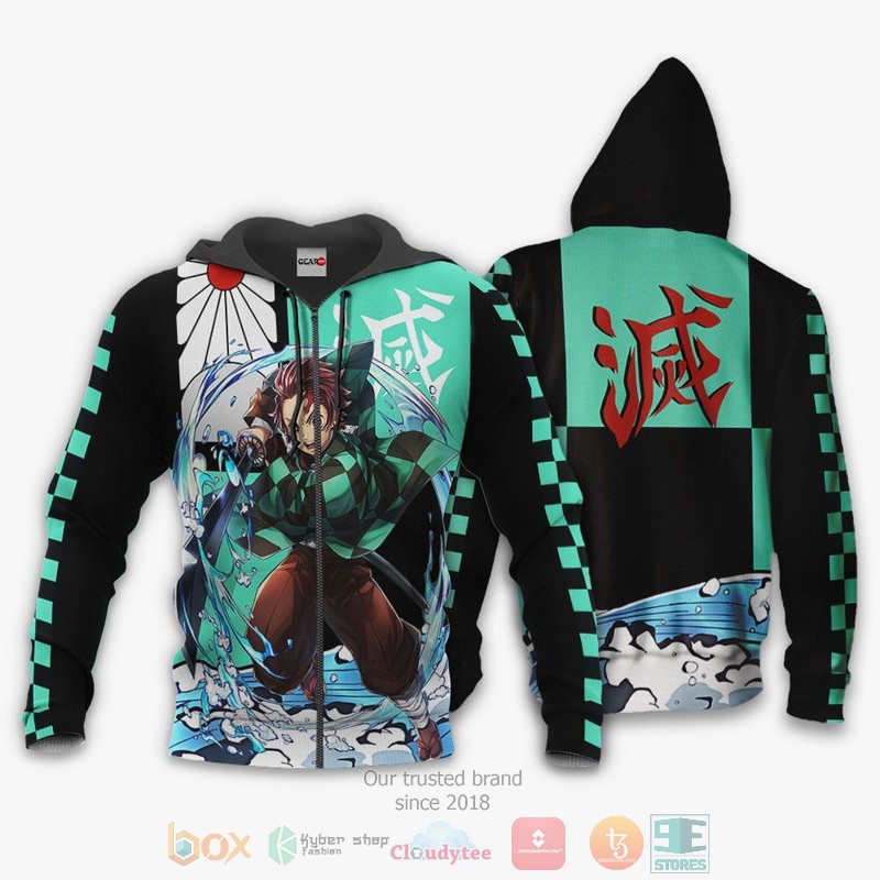 Tanjiro Water Breathing Kimetsu Anime 3D Hoodie Bomber Jacket