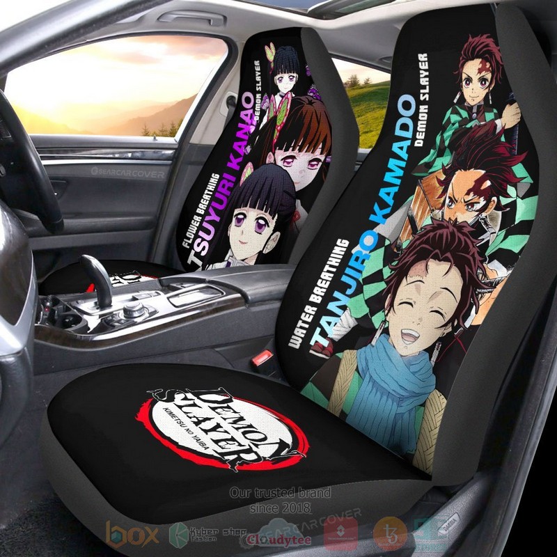 Tanjiro and Kanao Demon Slayer Anime Car Seat Cover 1