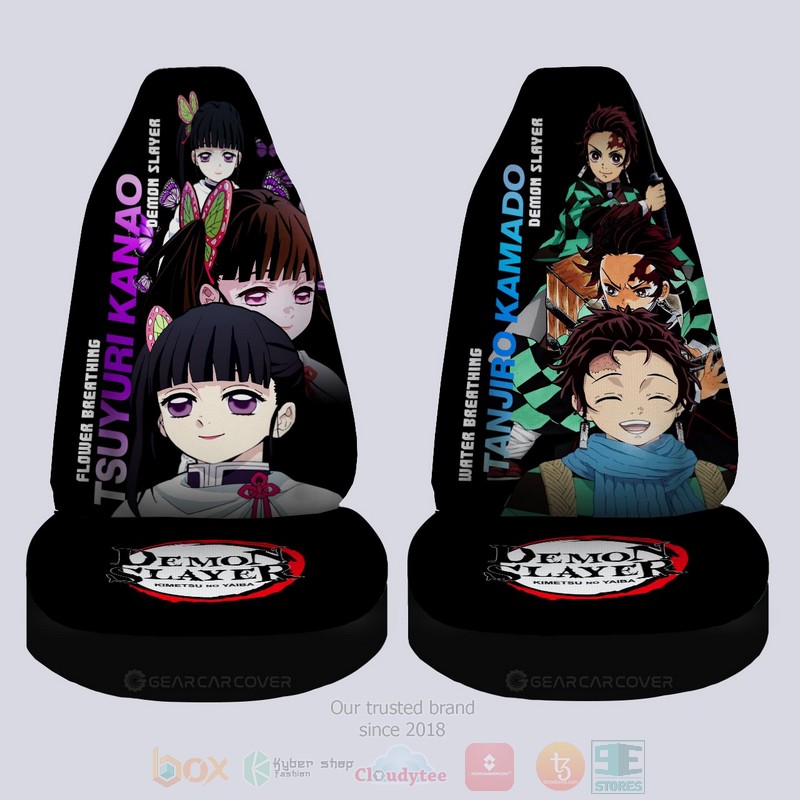 BEST-Anime Tanjiro and Kanao Demon Slayer Luxury Car Seat Covers 3 Tanjiro and Kanao Demon Slayer Anime Car Seat Cover 1 2