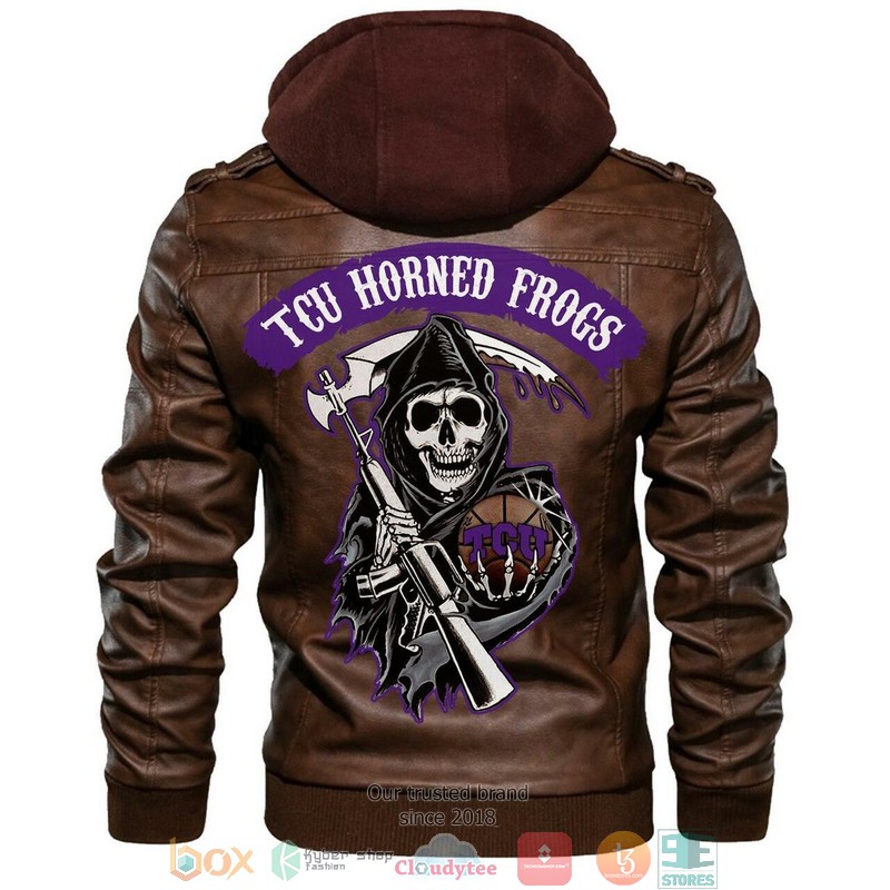 Tcu Horned Frogs NCAA Basketball Brown Leather Jacket