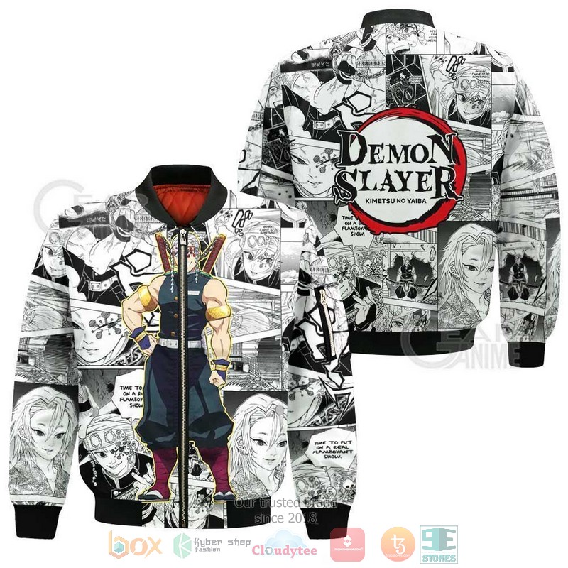 Tengen Uzui Kimetsu Anime Mix Manga 3D Hoodie Bomber Jacket 1 2 3