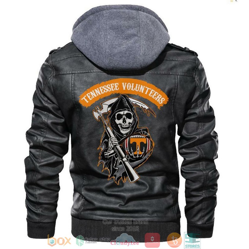 Tennessee Volunteers NCAA Football Sons Of Anarchy Black Leather Jacket 6 Tennessee Volunteers NCAA Football Sons Of Anarchy Black Leather Jacket