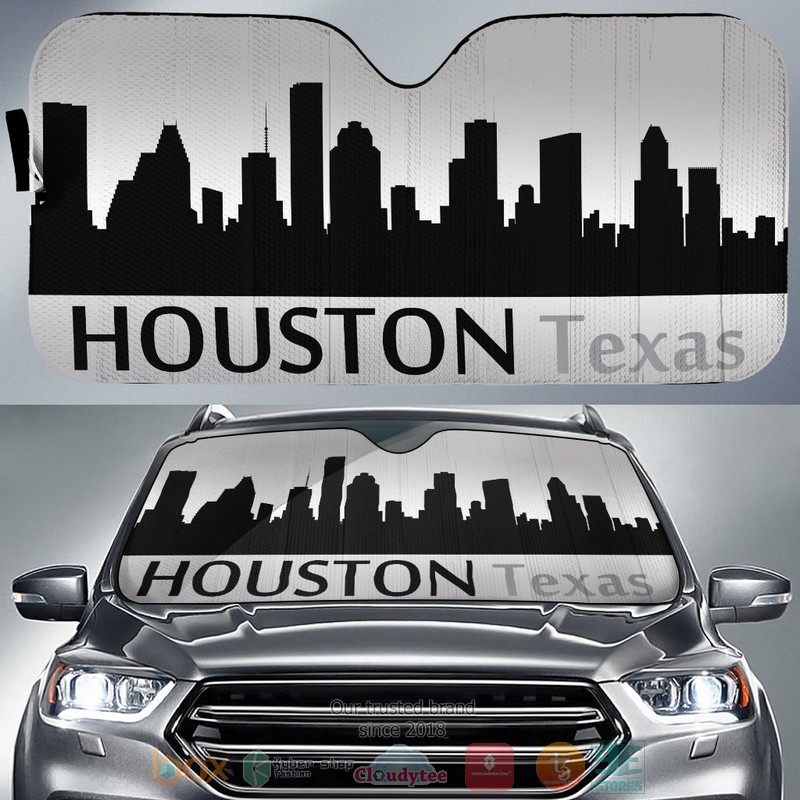 Texas Houston Skyline Car Sunshade