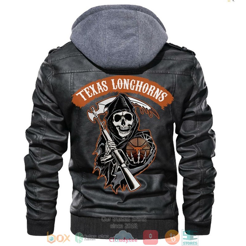 Texas Longhorns NCAA Basketball Black Leather Jacket
