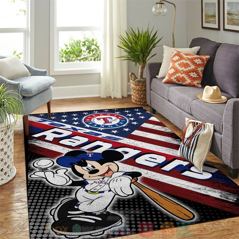 Texas Rangers MLB Team Logo Mickey Us Area Rugs
