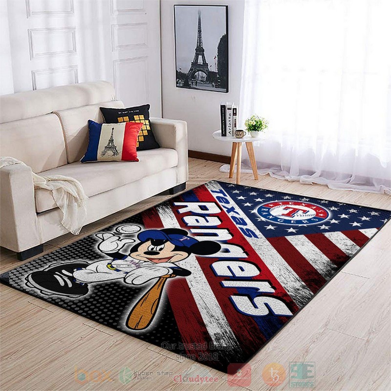 Texas Rangers MLB Team Logo Mickey Us Area Rugs 1