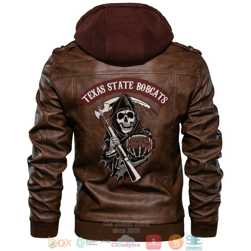 Texas State Bobcats NCAA Football Sons Of Anarchy Brown Leather Jacket 6 Texas State Bobcats NCAA Football Sons Of Anarchy Brown Leather Jacket