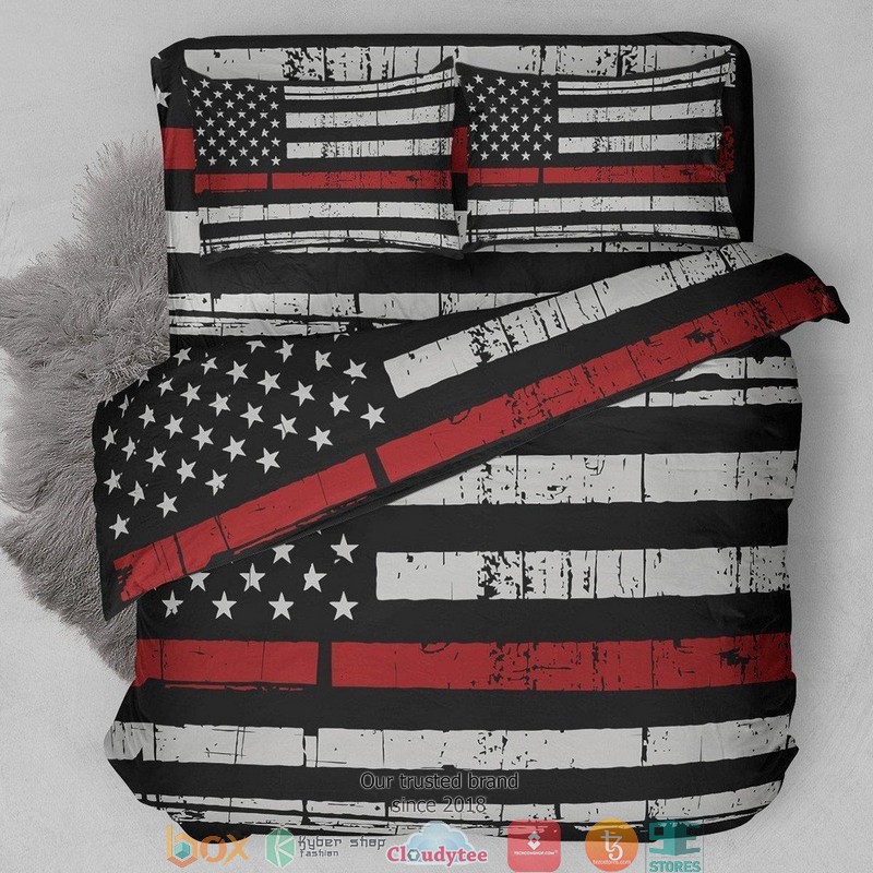 Thin Red Line Firefighter Duvet Cover Bedroom Set