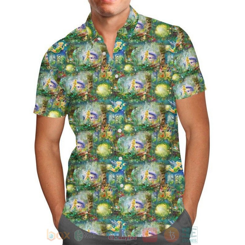 Tinkerbell In Pixie Hollow Disney Short Sleeve Hawaiian Shirt
