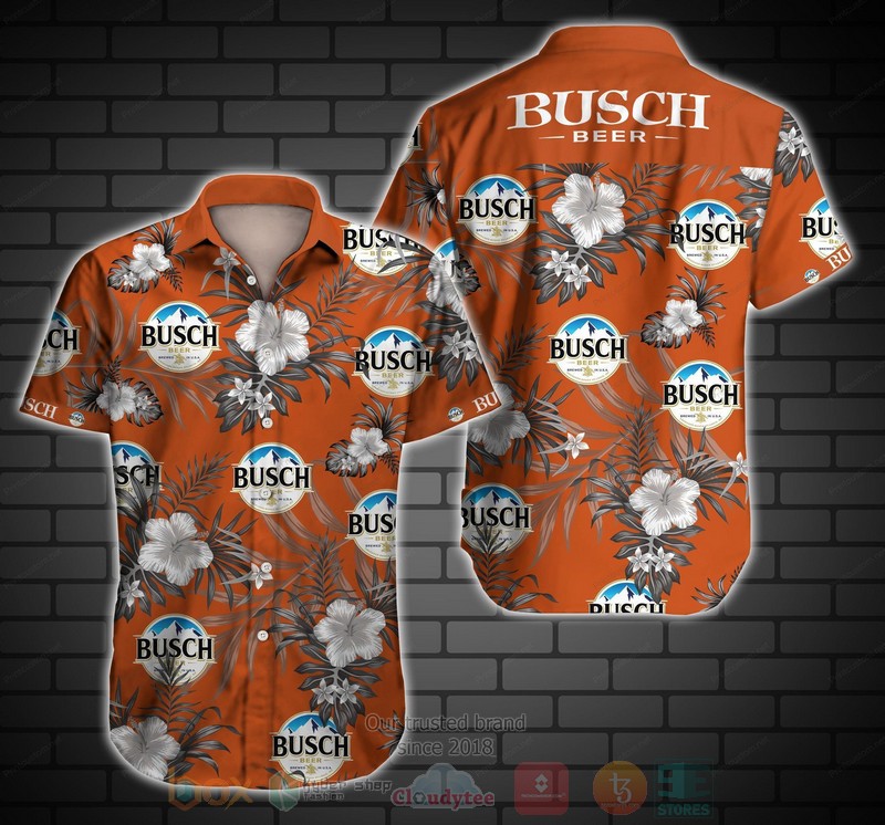 Tlmus Busch Beer Tropical Short Sleeve Hawaiian Shirt