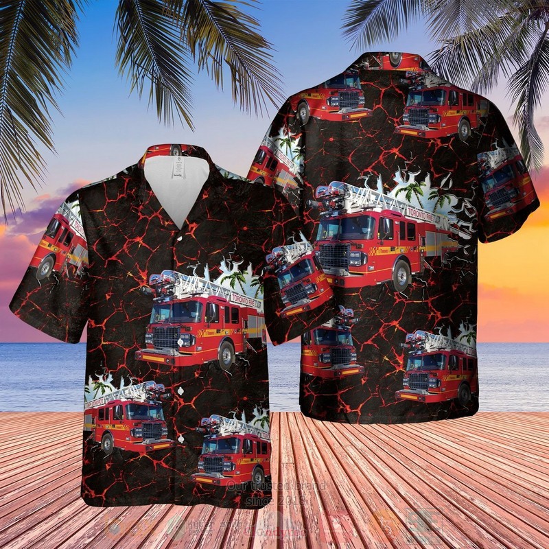 BEST Toronto Aerial Ladder Fire Truck 3D Aloha Shirt 2 Toronto Aerial Ladder Fire Truck Hawaiian Shirt