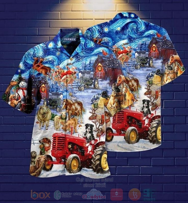 Tractor Dogs Short Sleeve Hawaiian Shirt