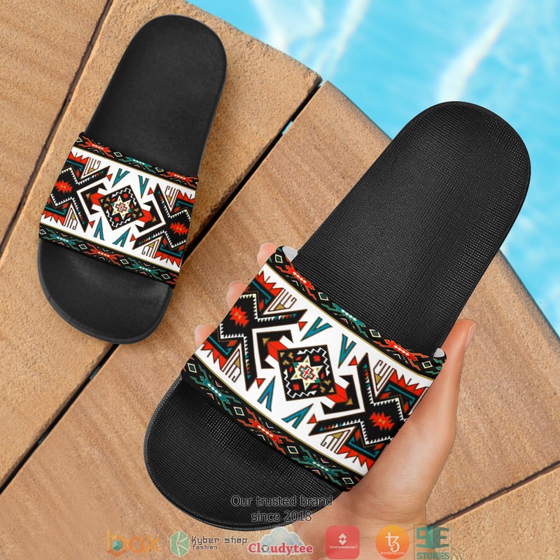 Tribal Colorful Pattern Native American Slide Sandals