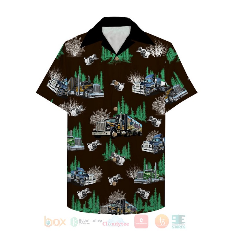 BEST Trucker With Semitruc 3D Aloha Shirt