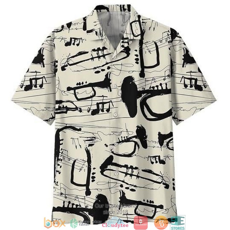 Trumpet Print Short Sleeve Hawaiian Shirt