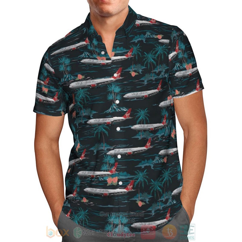 BEST UK Airlines Virgin Atlantic Airbus A330-200 3D Aloha Shirt 2 UK Airlines Virgin Atlantic Airbus a330 200 Hawaiian Shirt 1