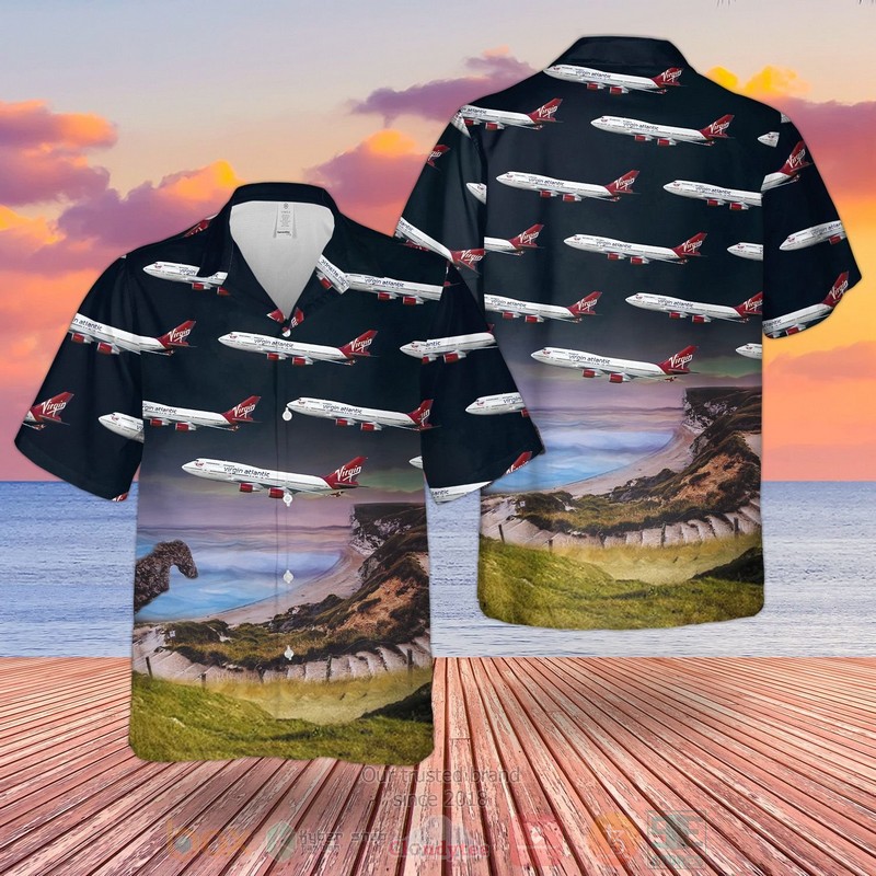 UK Airlines Virgin Atlantic Boeing 747 Hawaiian Shirt