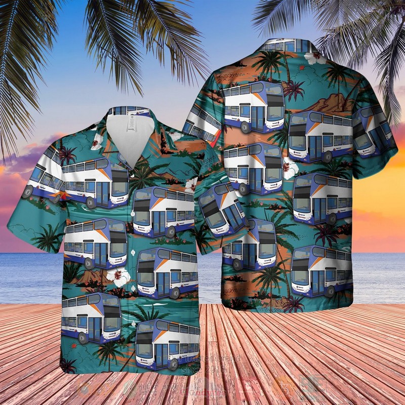 UK Double Decker Bus Stagecoach Green Hawaiian Shirt