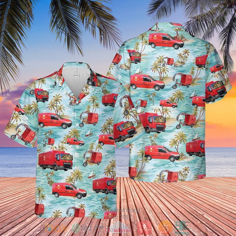 UK Royal Mail Delivery Vehicles Light Blue Hawaiian Shirt 6 UK Royal Mail Delivery Vehicles Light Blue Hawaiian Shirt