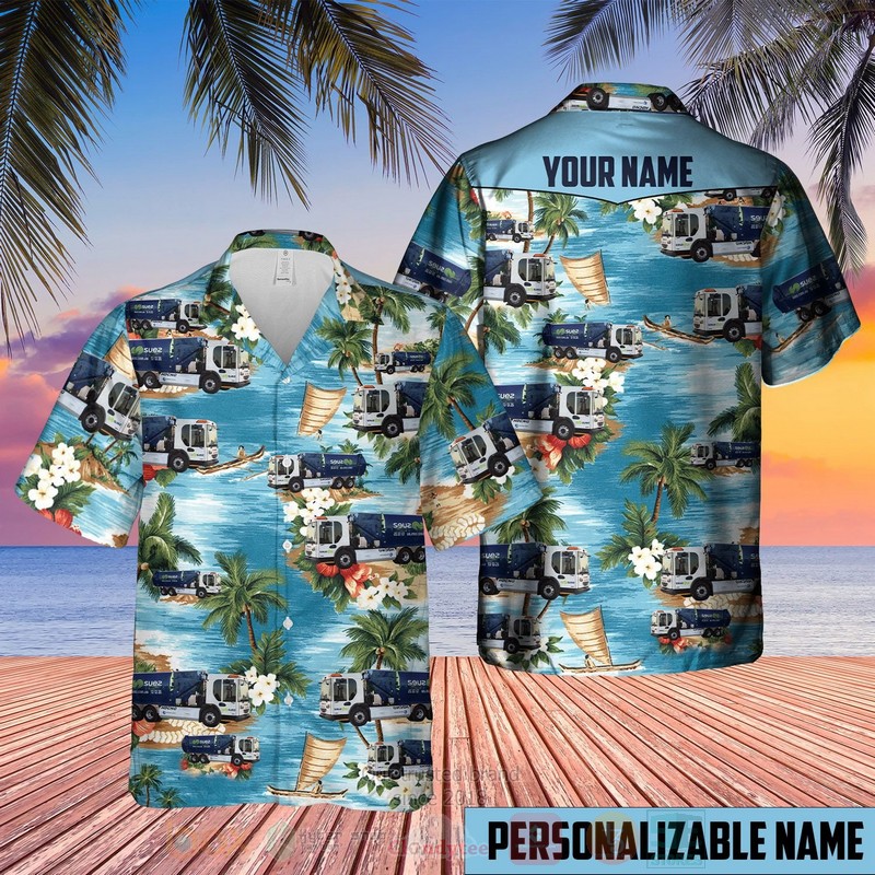 BEST UK Waste Collector Truck Custom Name 3D Aloha Shirt 3 UK Waste Collector Truck Custom Name Hawaiian Shirt 1 2