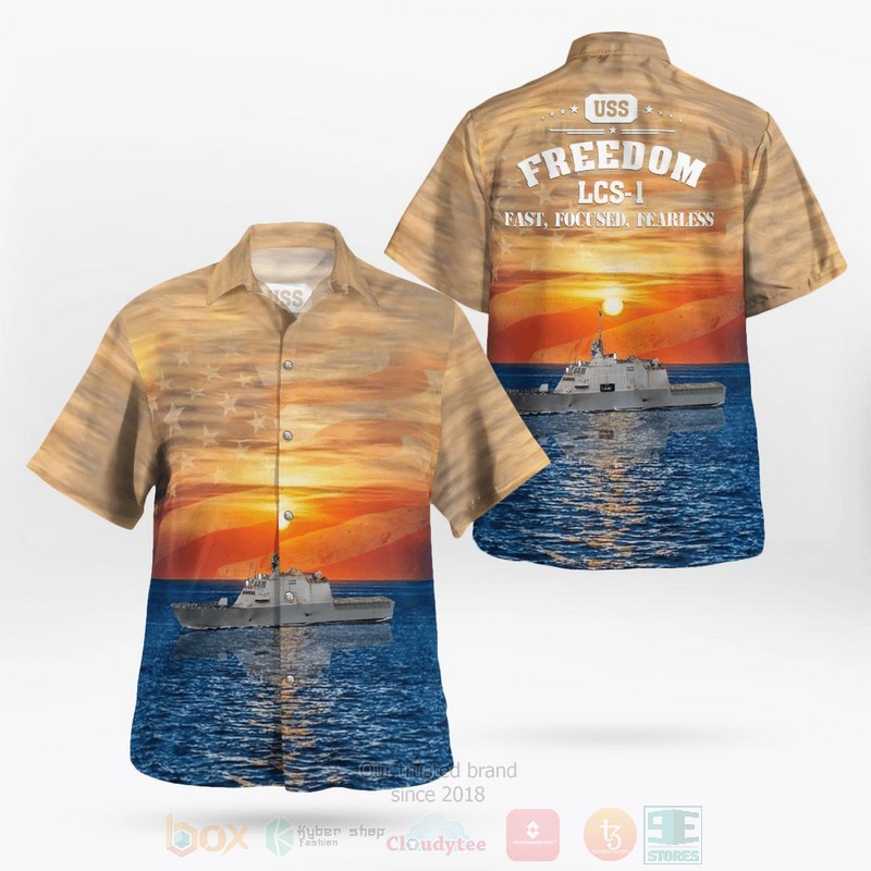 BEST USS Freedom LCS-1 Freedom-class littoral combat ship 3D Aloha Shirt word2