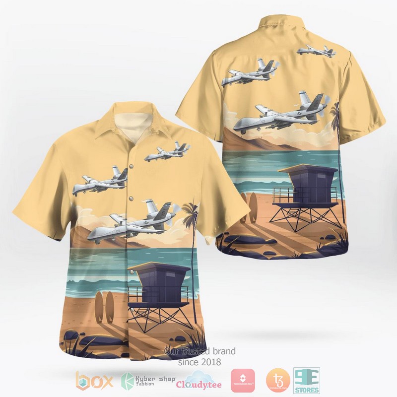 US Air Force California Air National Guard 163d Attack Wing MQ-9 Reaper Hawaiian Shirt word1